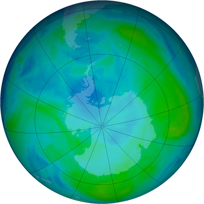 Antarctic ozone map for 04 February 1998